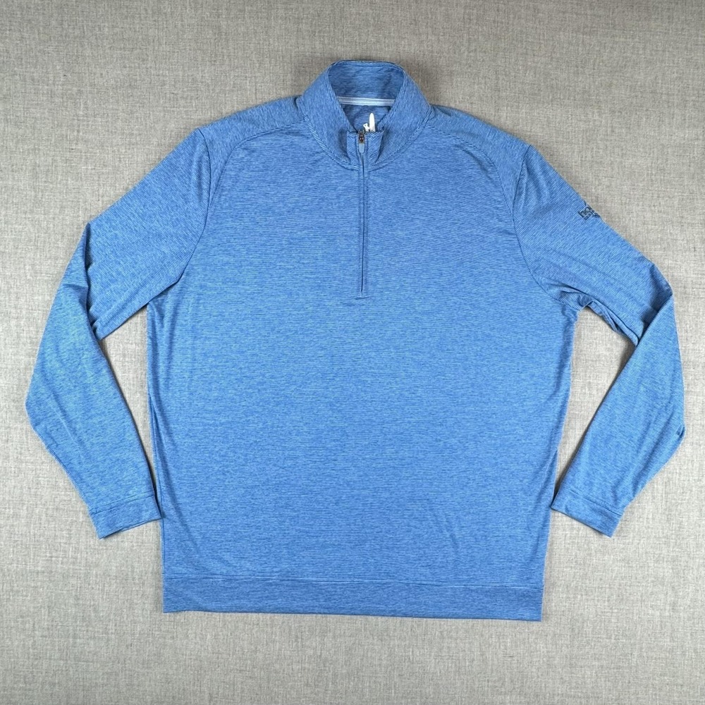Johnnie-O Vaughn 1/4 Zip Pullover Mens XL Blue Striped Golf Pipeline JMKO1890